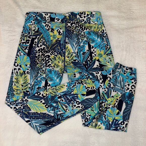 Calvin Klein Performance Womens Large Athletic Leggings Blue Green Abstract EUC - Picture 5 of 9